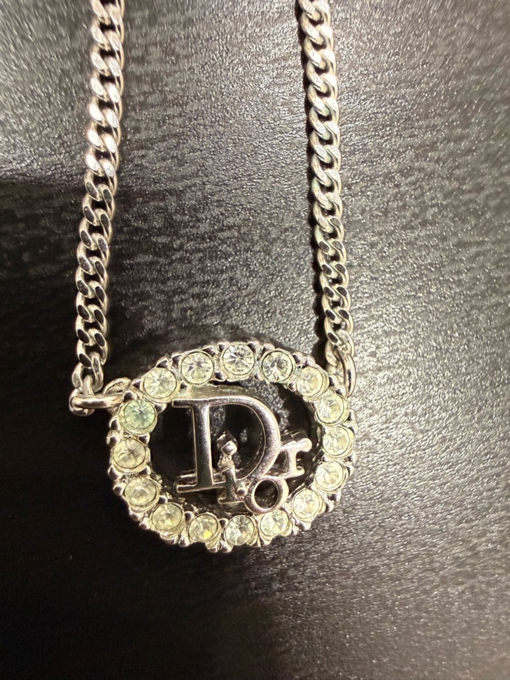 Dior Silver Crystal CD Pendant Necklace - Picture 5 of 6